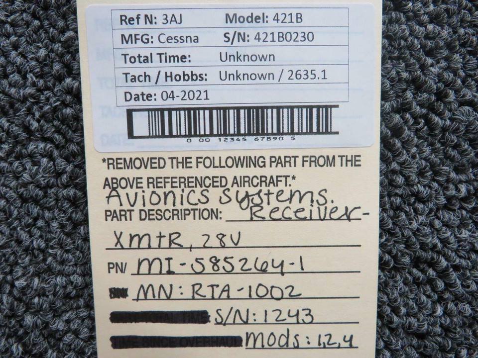 avionics-systems-mi-585264-1-mn-rta-1002-cessna-421b-avionics-systems-receiver-xmtr-v-28__60243